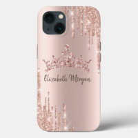 Chic Cool Glitter Crown Drop  Rose Gold