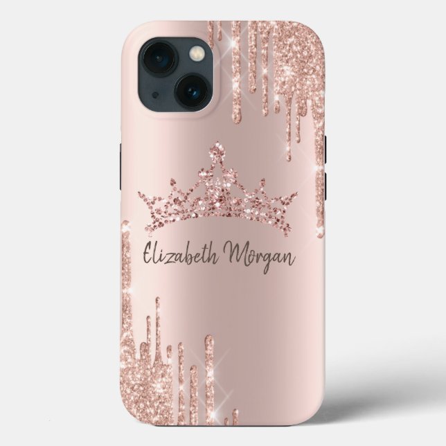Chic Cool Glitter Crown Drop  Rose Gold Case-Mate iPhone Case (Back)