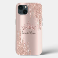 Chic Cool Glitter Crown Drop Rose Gold