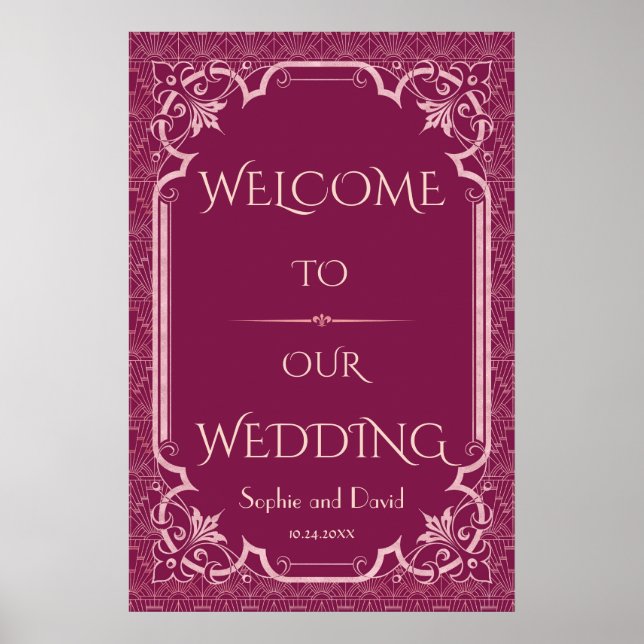 Chic Cooper Rose Great Gatsby Affiche de bienvenue (Devant)