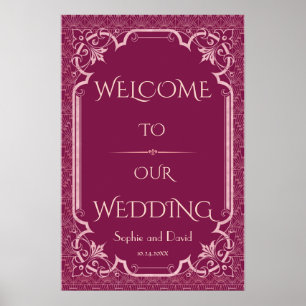 Chic Cooper Rose Great Gatsby Wedding Welcome Sign