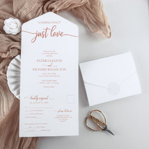 Chic Copper Calligraphy Casual Wedding All In One Invitation