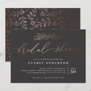 Chic Copper Calligraphy Elegant Bridal Shower Invitation
