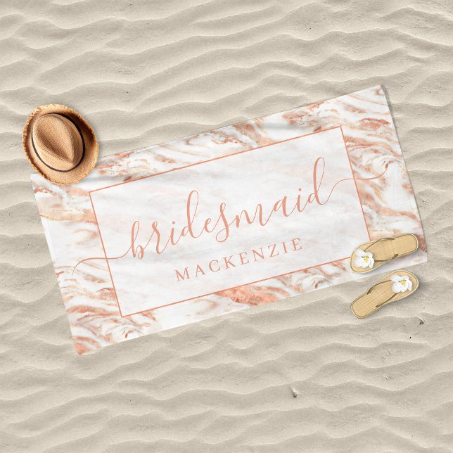 Chic Copper Marble Rose Gold Bridesmaid Beach Towel (Creator Uploaded)