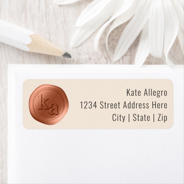 Chic Copper Wax Seal Company Logo Adresse de retou (En situation)