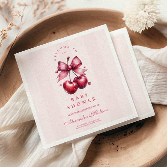 Chic Coquette Cherry on Top Baby Shower Napkin (Creator Uploaded)