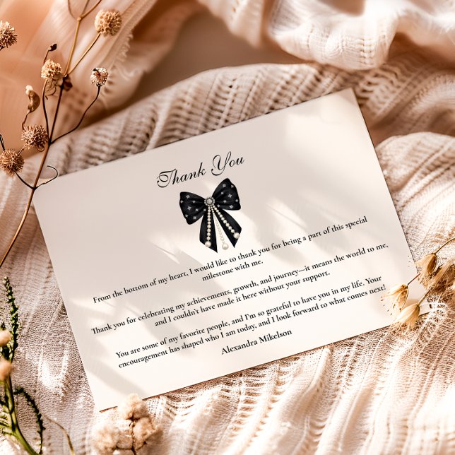 Chic Coquette Graduation Celebration Thank You Card (Creator Uploaded)