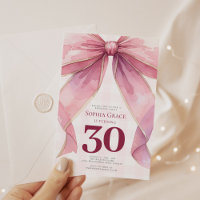 Chic Coquette Pink Bow 30th Birthday
