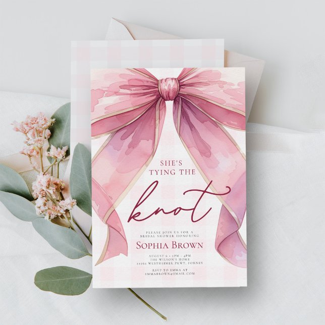 Chic Coquette Pink Bow Bridal Shower Invitation (Creator Uploaded)