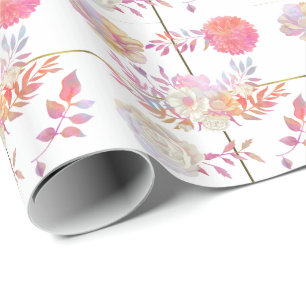 Chic Coral and Ivory Floral Wrapping Paper