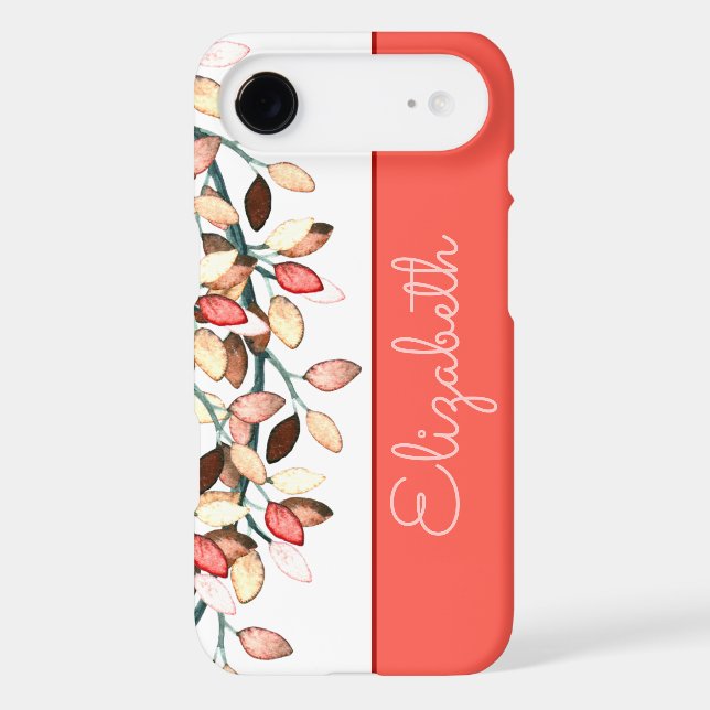 Chic Coral Blanc Nom Branche Feuilleté Ajouter Un  (Verso)