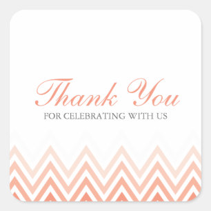 Chic Coral Ombre Chevrons Square Sticker
