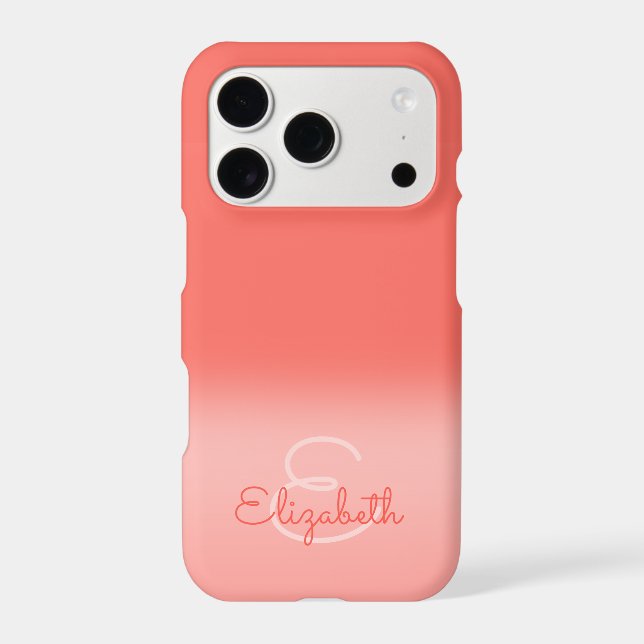 Chic Coral Ombre Nom Lettre initiale Monogramme (Verso)