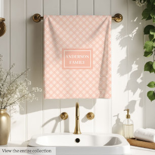 Chic Coral Plaid Towel Set Modern Minimalist Gift