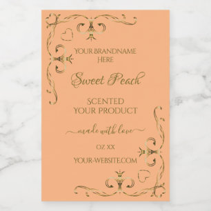 Chic Coral Rose Produit Étiquettes Or Ornate Corne