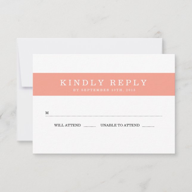 Chic Coral Stripes Wedding RSVP (Front)