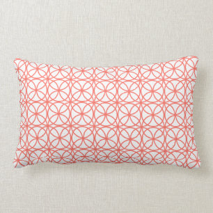 Chic Coral White Circle Geometric Pattern Lumbar Pillow