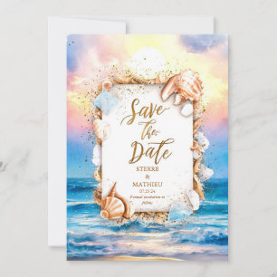 Chic Corals Beach Wedding Save The Date