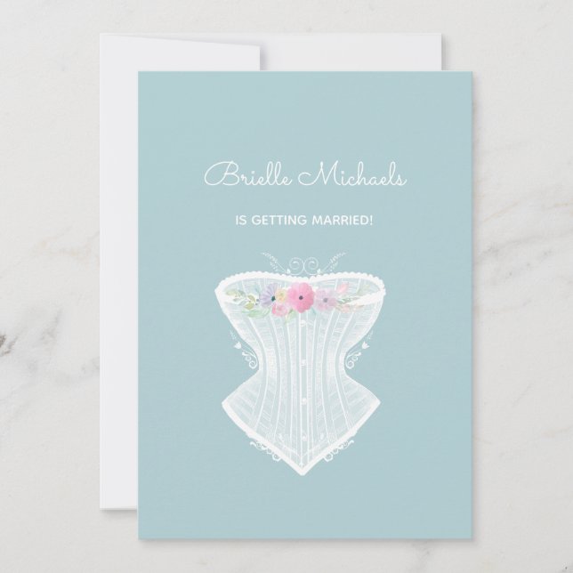 Chic Corset Floral Personal Lingerie Bridal Shower Invitation (Front)