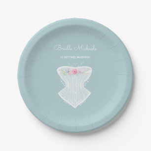 Chic Corset Floral Personal Lingerie Bridal Shower Paper Plate