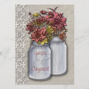 Chic Country Charm Mason Jar Wedding Invitation