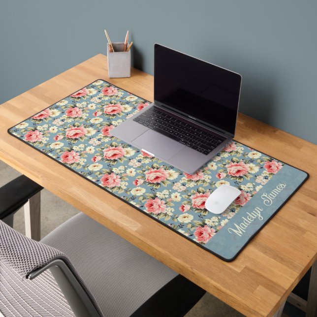 Chic Country Garden Florals Personalized Desk Mat (Office 2)