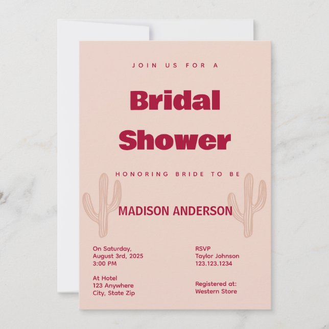 Chic Country Theme Bridal Shower Invitation (Front)