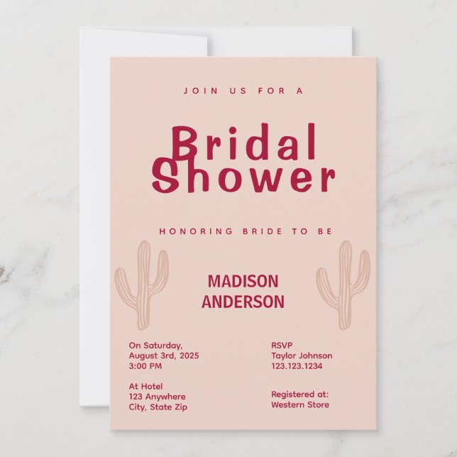 Chic Country Theme Bridal Shower Invitation (Front)