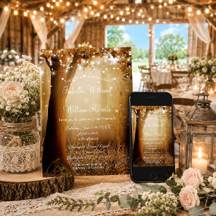 Chic Country Tree String Lights Rustic Wedding Invitation