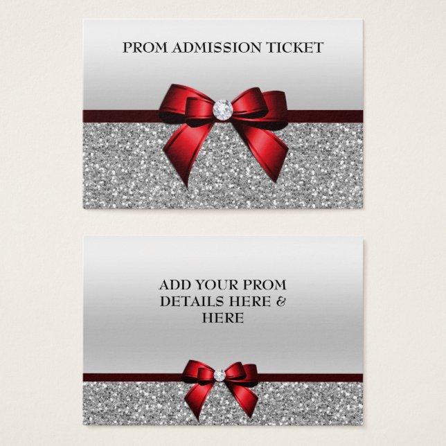 Chic Cranberry Bow & Silver Parties scintillant Pr (Devant & derrière)