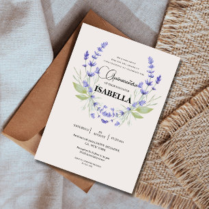 Chic Cream and Lavender Purple Quinceañera  Invitation