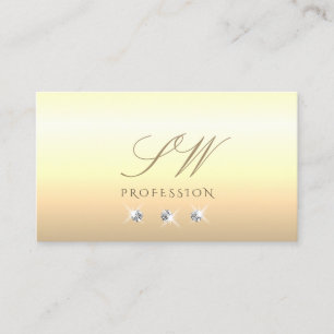 Chic Cream Beige Ombre Sparkling Diamonds Monogram Business Card