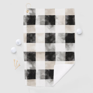 Chic Cream Black Plaid   Golf Towel