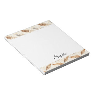 Chic Cream Brown Feathers Notepad