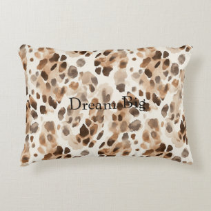 Chic Cream Brown Leopard Animal Print Accent Pillow