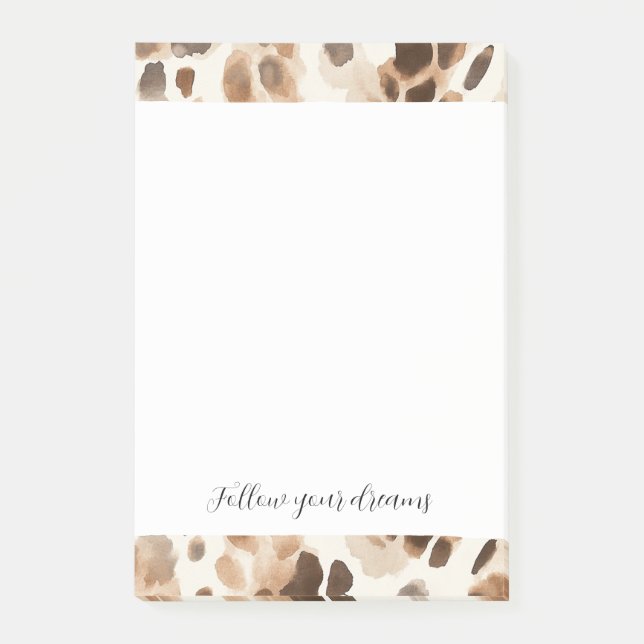 Chic Cream Brown Leopard Animal Print Post-it Notes (Front)
