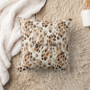 Chic Cream Brown Leopard Animal Print Throw Pillow