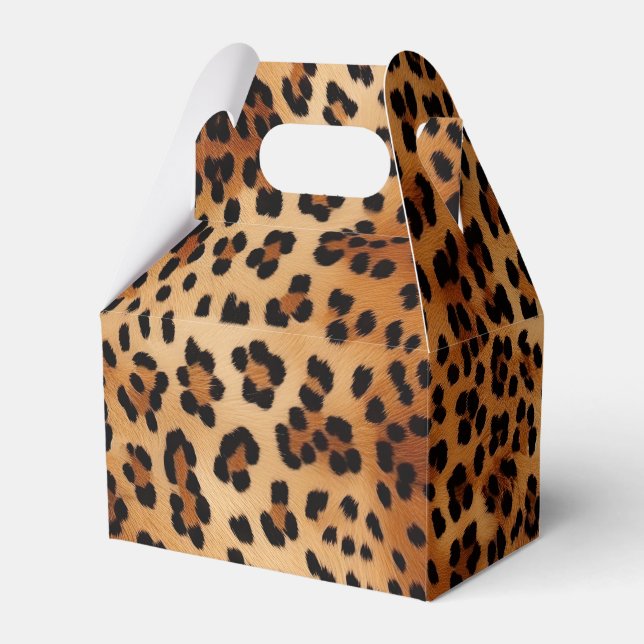 Chic Cream Brown Leopard Favour Box (Front Side)