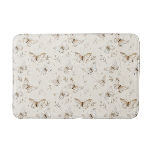 Chic Cream Butterflies Bridal Shower Bath Mat