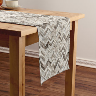 Chic cream chevron pattern short table runner