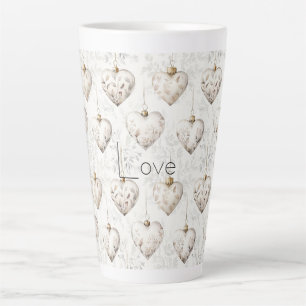 Chic Cream Grey Hearts Ornaments Latte Mug