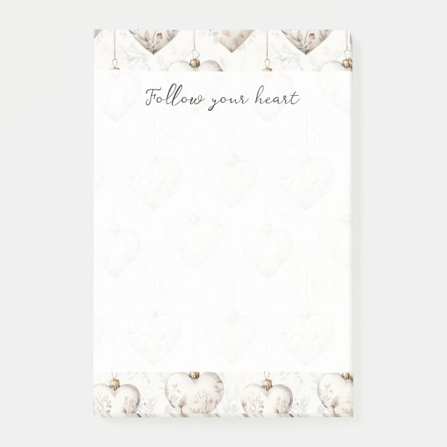 Chic Cream Grey Hearts Ornaments   Post-it Notes (Front)
