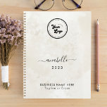 Chic Cream Marble Name Year Custom Business Logo Planner<br><div class="desc">This elegant planner would be great for your business/promotional needs. Easily add your own details by clicking on the "personalize" option.</div>