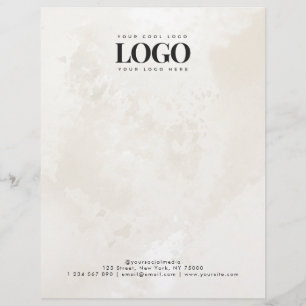 Chic Cream Marble Your Custom Business Logo Here Letterhead