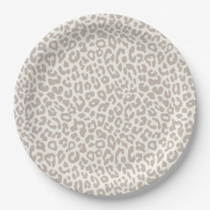 Chic Cream Taupe Animal Print  Paper Plate