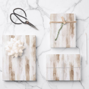 Chic Cream White Brown Stripes Bridal Shower Wrapping Paper Sheet