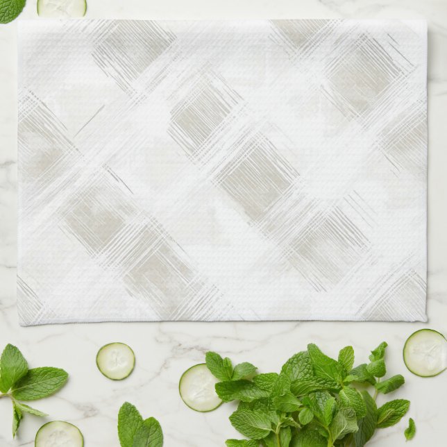 Chic Cream White Stripes Bridal Shower Kitchen Towel (Folded)