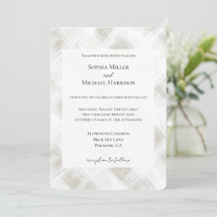 Chic Cream White Stripes Wedding Invitation