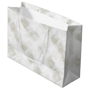 Chic Cream White Stripes Wedding Large Gift Bag