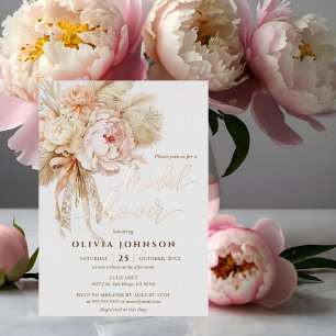 Chic Creamy Floral Bridal Shower Foil Invitation